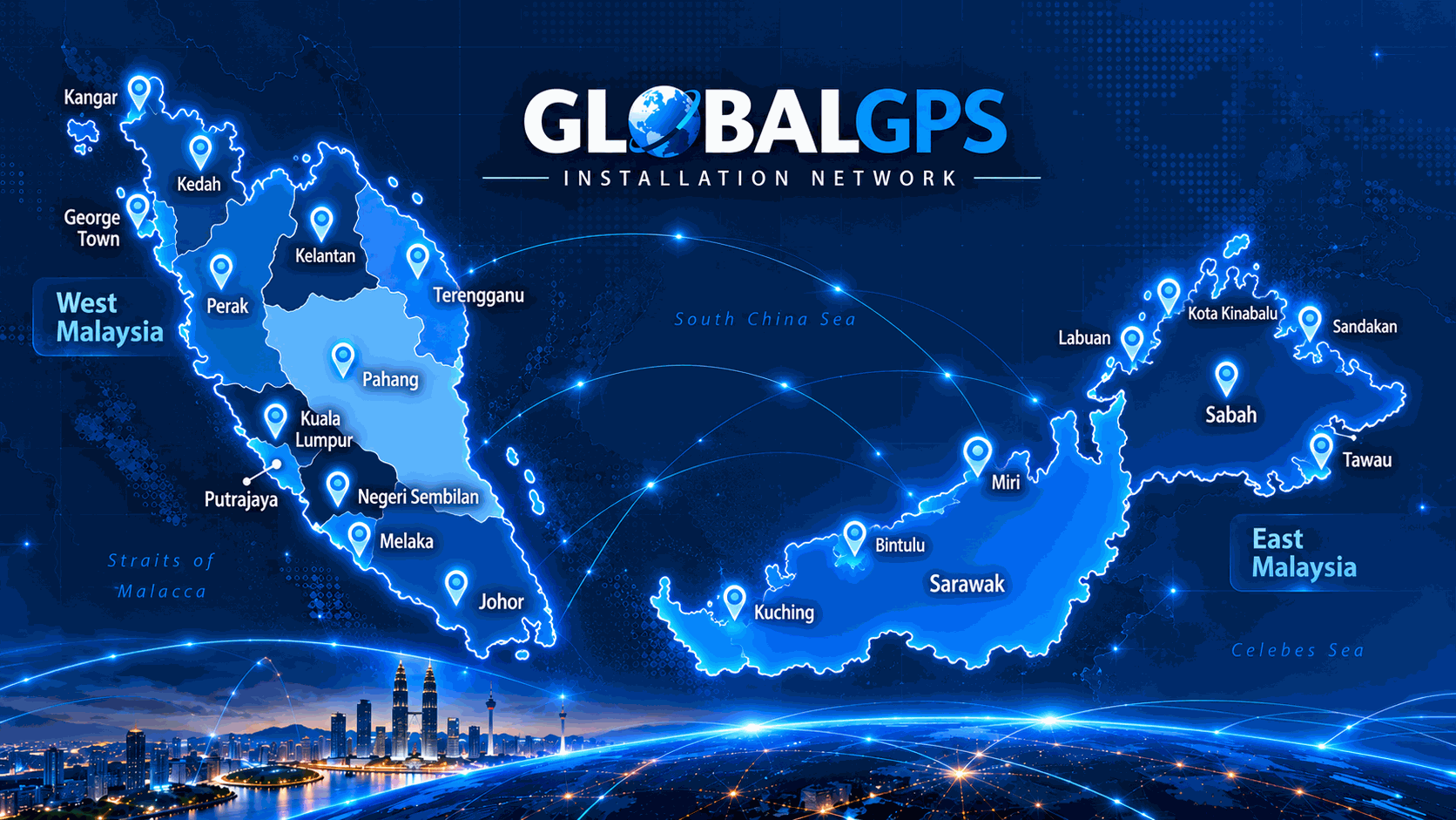 GLOBALGPS Malaysia installation network map