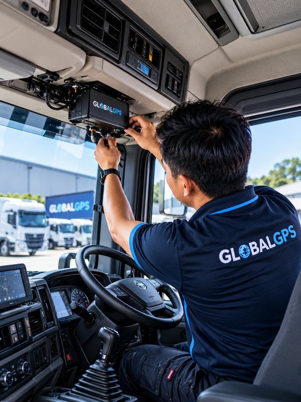 GLOBALGPS technician installing fleet technology