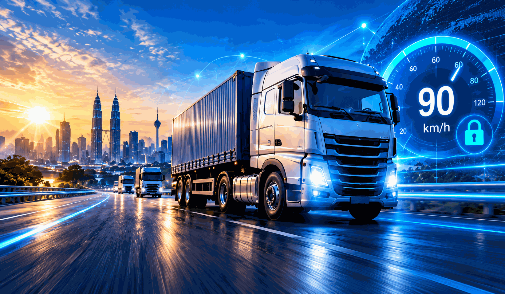 Commercial truck on Malaysian highway