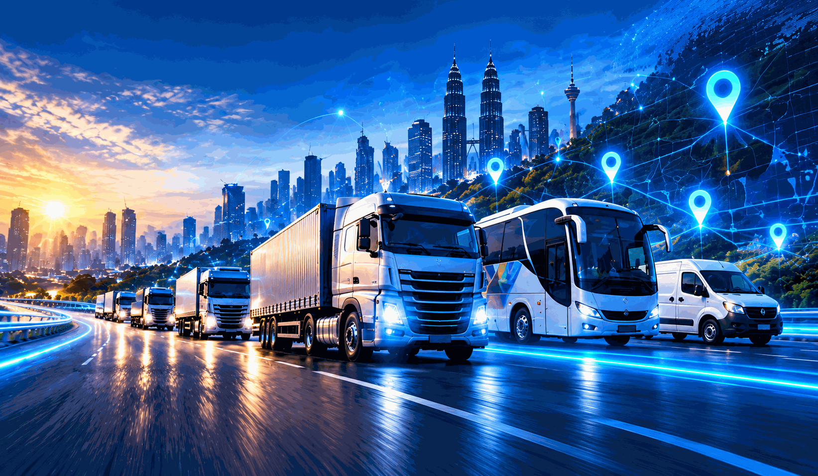 Commercial fleet with GPS tracking