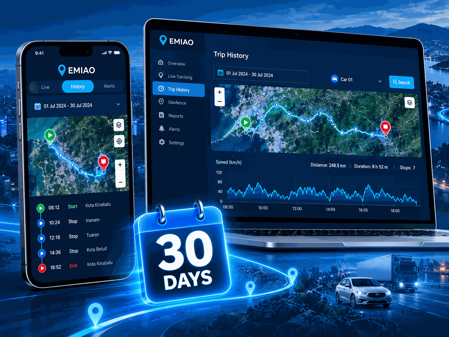 30 days GPS history