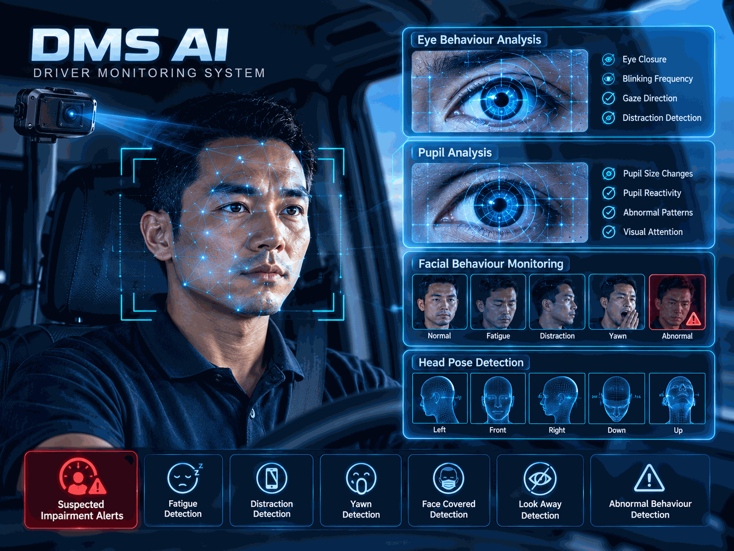 DMS AI Eye Pupil and Facial Analysis