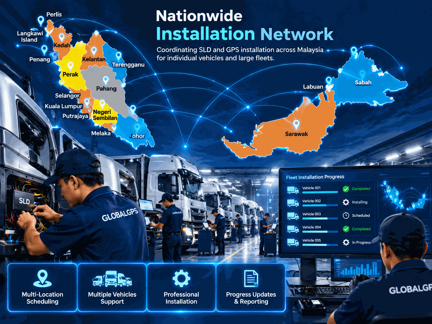 Multi-Location Fleet Installation Coordination