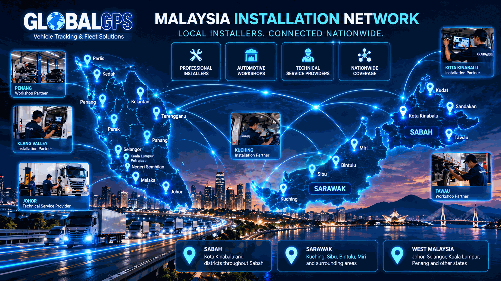 Malaysia installation partner coverage map