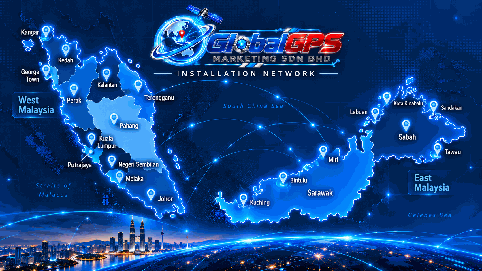 GLOBALGPS Malaysia installation network map
