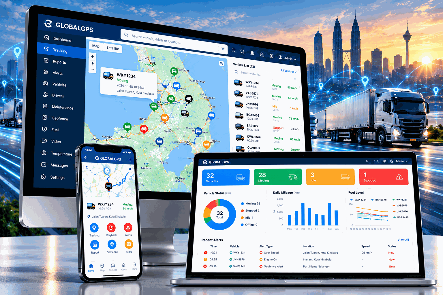 GLOBALGPS Smart Fleet Dashboard and Mobile App