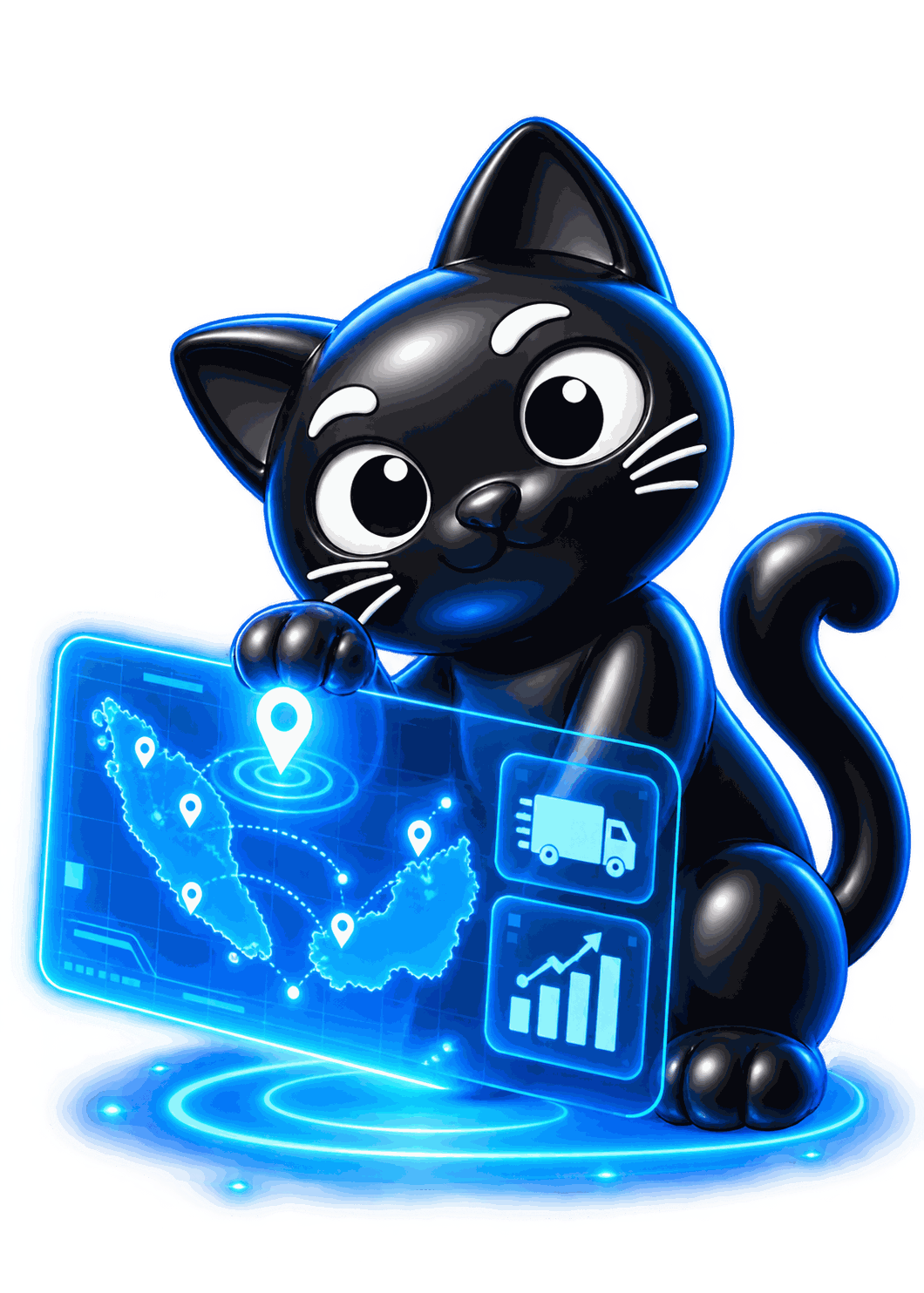 DAMIAO black cat operating holographic GPS map